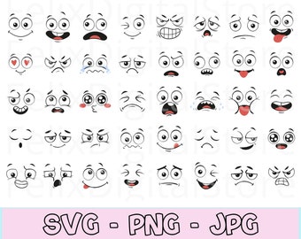 Cartoon Faces Svg, Emoji Faces Svg, Eyes Svg, Cute Faces Svg, Emoji Clipart, Funny Face Svg, Cartoon Clipart, Faces Svg, Cartoon Vector.