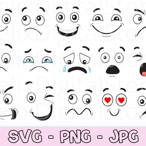 Cartoon Face Expression Reaction Emoji Set of Collection Svg - Etsy Cartoon Face Expression Reaction Emoji Set of Collection Svg - Etsy