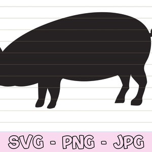 Pig Silhouette svg, Farm Pig svg, Farm Animals, Pig Cut File, Animals Vector Files, Digital Download SVG - JPG - PNG.