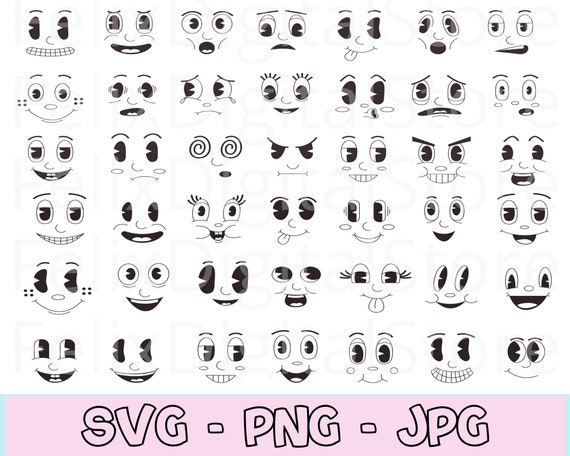 Cartoon Faces Svg, Emoji Faces Svg, Eyes Svg, Cute Faces Svg, Emoji Clipart, Funny Face Svg, Cartoon Clipart, Faces Svg, Cartoon Vector.