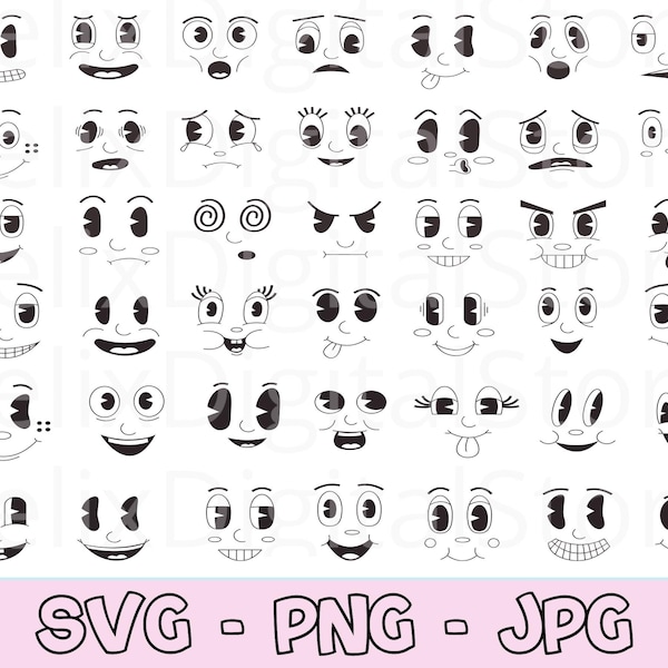 Cartoon Faces Svg, Emoji Faces Svg, Eyes Svg, Cute Faces Svg, Emoji Clipart, Funny Face Svg, Cartoon Clipart, Faces Svg, Cartoon Vector.