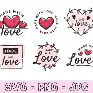 Fait avec amour svg, fait maison avec amour svg, fait à la main avec amour svg, conception d’emballage, emballage svg, merci svg, étiquette faite à la main, avec amour