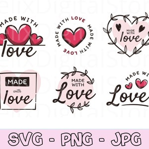 Hand Made With Love Svg Cut File / Just for you Cricut Cut File, Thank you  Svg, Png, Eps, Dxf, Pdf, Round Circle,Handdrawn Heart Fathers Day