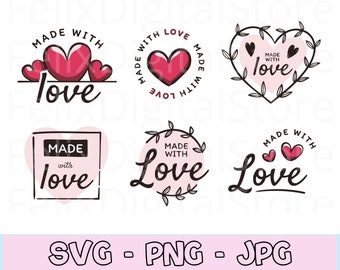 Made With Love Svg, Homemade With Love Svg, Handmade With Love Svg, Package Design, Packaging Svg, Thank You Svg, Handmade Tag, With Love