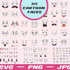 Cartoon Faces Svg, Emoji Faces Svg, Eyes Svg, Cute Faces Svg, Emoji Clipart, Funny Face Svg, Cartoon Clipart, Faces Svg, Cartoon Vector.