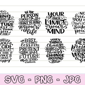 Pacote de citações positivas svg, citações motivacionais svg, citações inspiradoras, citações de vida, arquivo cortado para Cricut, dizendo svg, SVG para camisas.