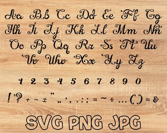 Alphabet Font svg, Letters and Numbers svg png jpg Cut File for Cricut, Script Font svg, Alphabet A-Z, Printable, Vector, Digital Download.