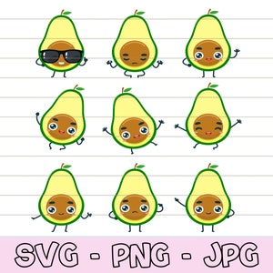 Cute Avocado png Kawaii Fruit svg Avocado svg for Shirt Fruit svg Food Svg Bundle Food Vector Cute Food Svg Food Clipart Food Svg Cutting