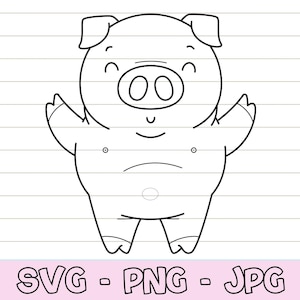 Cute Pig svg, Farm Pig svg, Farm Animals, Pig Cut File, Animals Vector Files, Digital Download SVG - JPG - PNG.