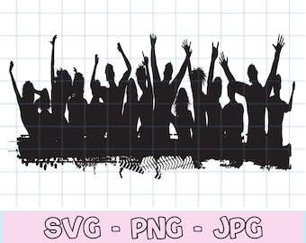 Party People svg Cut File für Cricut, Party People Silhouette svg, Dance Team svg, Dancer Clipart, Party Design svg, Disco svg, Concert svg.