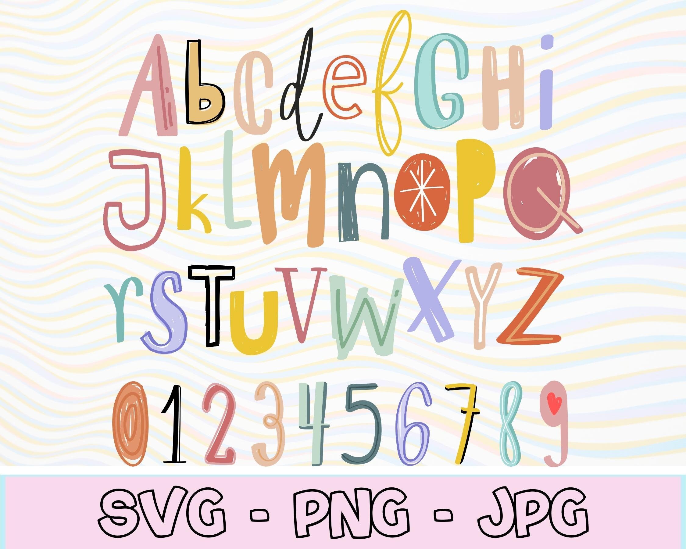 Alphabet Font svg, Letters and Numbers svg png jpg Cut File for Cricut, Script Font svg, Alphabet A-Z, Printable, Vector, Digital Download.