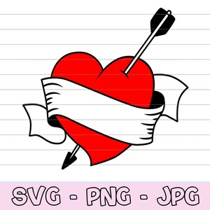 Heart Tattoo svg, Ink Master, Tattoo Design svg, Tattoo Shirt svg, Arrow Tattoo, Tattoo Art, Old School Tattoo, Tattoo Clip Art, SVG, PNG.