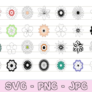 Flower Hand Drawn, Colored Flower Svg, Wildflower Svg Design for Shirt, Botanical Flower Svg, Floral Svg Bundle, Flower Svg Cut File, SVG.