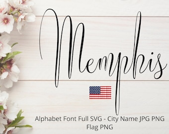 Alphabet Font svg, Memphis Sign png jpg Cut File for Cricut, Script Font svg, Alphabet A-Z, City Name Sign, Printable Digital Download