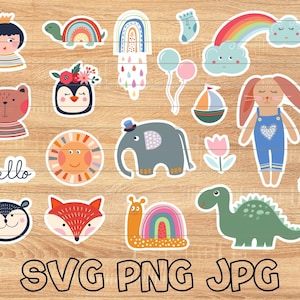 Cute Sticker Svg Bundle for Cricut, Digital Design Vector, Printable Funny Stickers, Kids Sticker Print and Cute Svg, Instant Download.