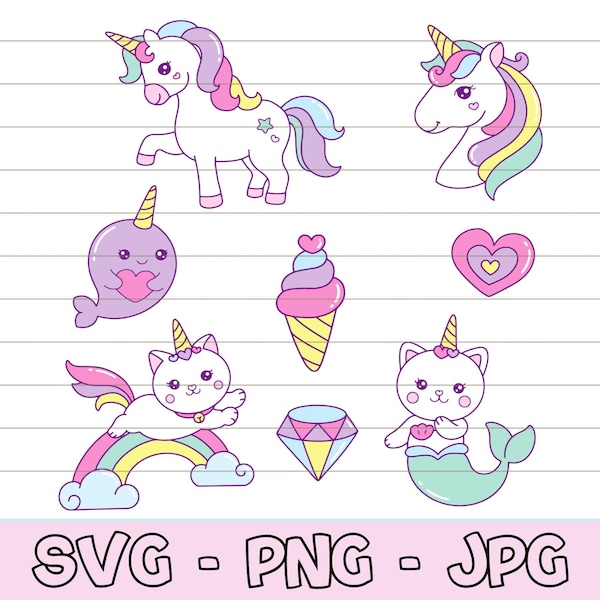Cute Sticker Svg Bundle for Cricut, Unicorn Sticker svg, Printable Funny Stickers, Kids Sticker Print and Cute Svg, Instant Download, SVG.