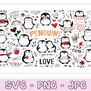 Cute Penguin svg Bundle, Penguin Clipart, Penguin svg, Penguin Shirt svg, Penguin Vector, Pingu svg, Cut File, Digital Download.