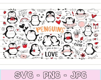 Cute Penguin svg Bundle, Penguin Clipart, Penguin svg, Penguin Shirt svg, Penguin Vector, Pingu svg, Cut File, Digital Download.