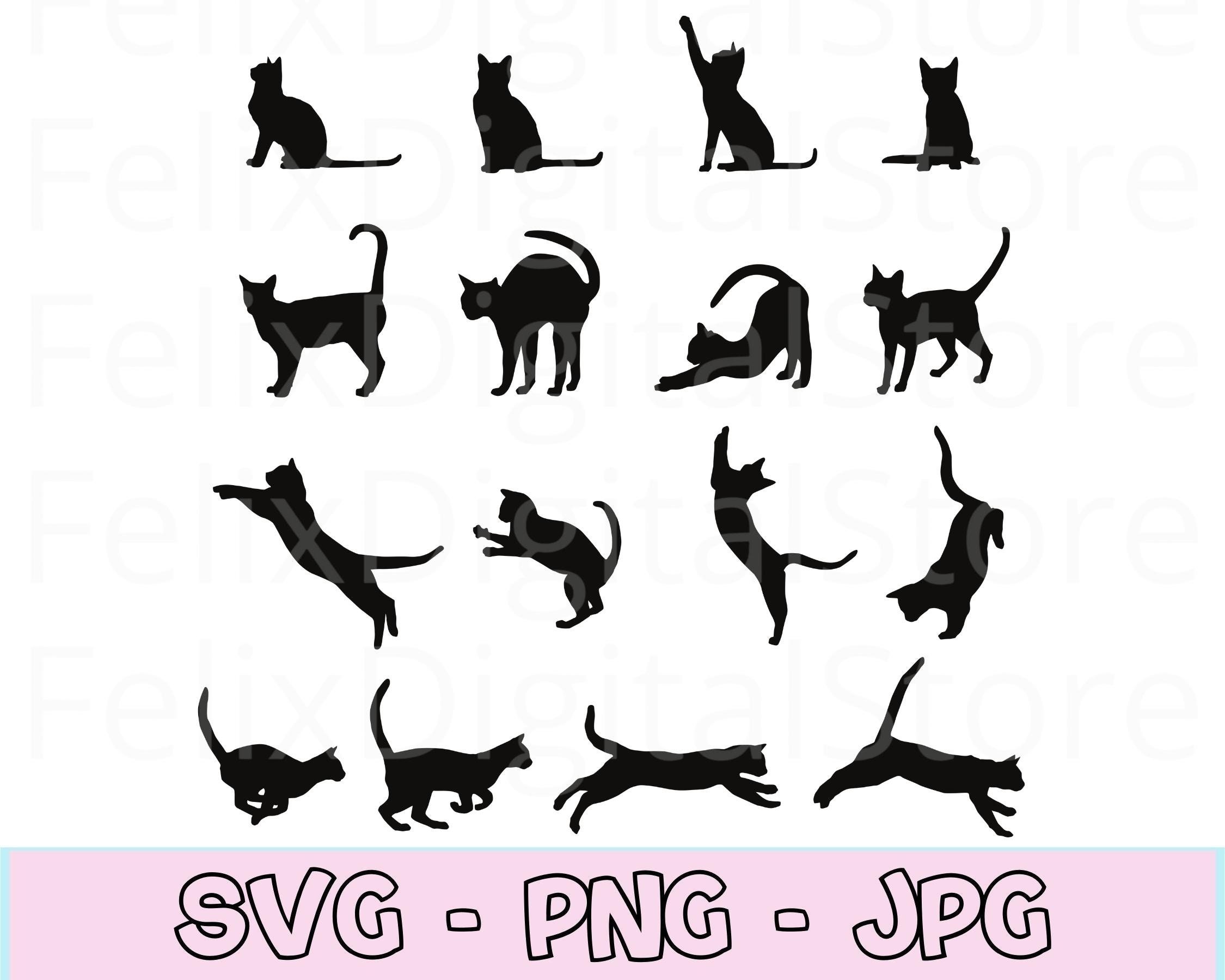 Cat Silhouette Svg, Cat Svg Bundle, Cat Design Svg, Cute Cat Svg Files, Cat  Playing Svg, Kitten Svg, Black and White Cat Svg, Cat Clipart. - Etsy, image size:2250x1800