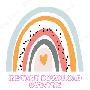 Boho Rainbow SVG Cut File, Pastel Rainbow SVG, Boho Rainbow, Rainbow Sticker SVG File, Files for Cricut, Rainbow Clip Art, Instant Download