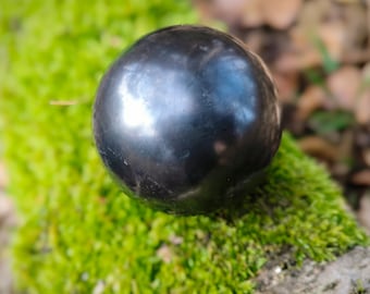 Sphere 7 cm made of the best shungite in the world - original from the Zazhoginskij mine in Russia