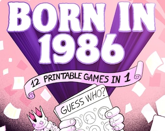 40th Birthday Party Games For Her || Born In 1986 Games Bundle || Printable Games || 40th Birthday Games || 1986 Trivia Game || 1986 Quiz