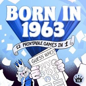 62nd Birthday Party Games For Him || Born In 1963 Games Bundle || Printable Games || 62nd Birthday Games || 1963 Trivia Game || 1963 Quiz