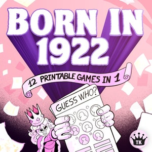 103rd Birthday Games For Women, Elderly Games, Printable Games For Nursing Home, Birthday Trivia Game,Games For Older Adult Birthday Parties