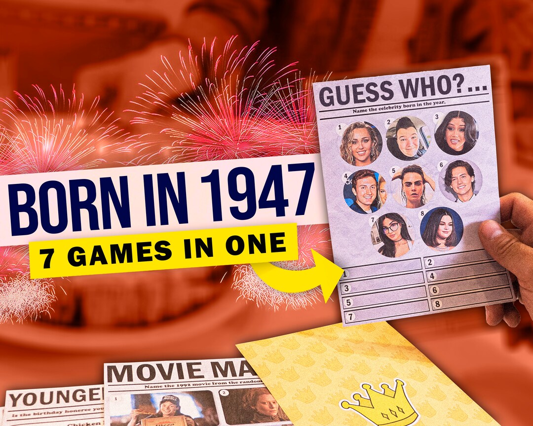 77th Birthday Party Games Born in 1947 Games Bundle Printable Games ...