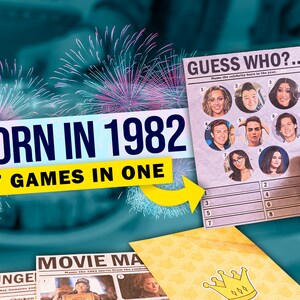 43rd Birthday Games, Printable Birthday Games, 1982 Trivia, Printable Games, Games For Adults, Back In 1982 Games, 1982 Quiz, Trivia Games