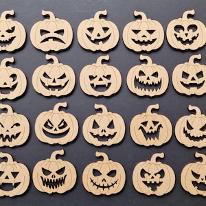 20x Halloweenpumpor laserskurna MDF-pysselformer trädekorationer