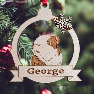 Personalised Wooden Pet Guinea Pig Christmas Bauble/ Tree Decoration Great Gift