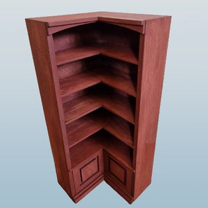 1:12 Scale Dollshouse Library Style Corner Bookcase/Shop Shelving Kit. Pre cut MDF Kit.