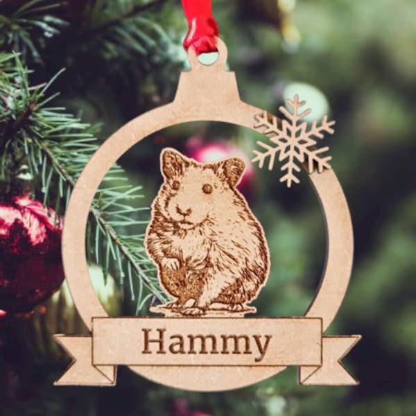 Personalised Wooden Pet (Hamster) Christmas Bauble/ Tree Decoration Great Gift