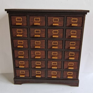 1:12 Scale Dolls House Apothecary Cabinet/Chest. Pre-cut, Ready to Assemble Kit.