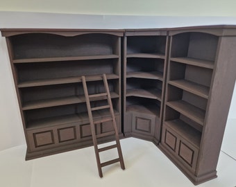 Kit bibliothèque/étagère de magasin de style bibliothèque pour maison de poupée à l'échelle 1:12. KIT PRÉDÉCOUPÉ