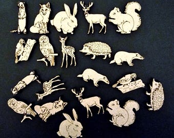 20x Mixed Woodland Creatures Laser cut MDF Craft Shapes Wooden Embellishment