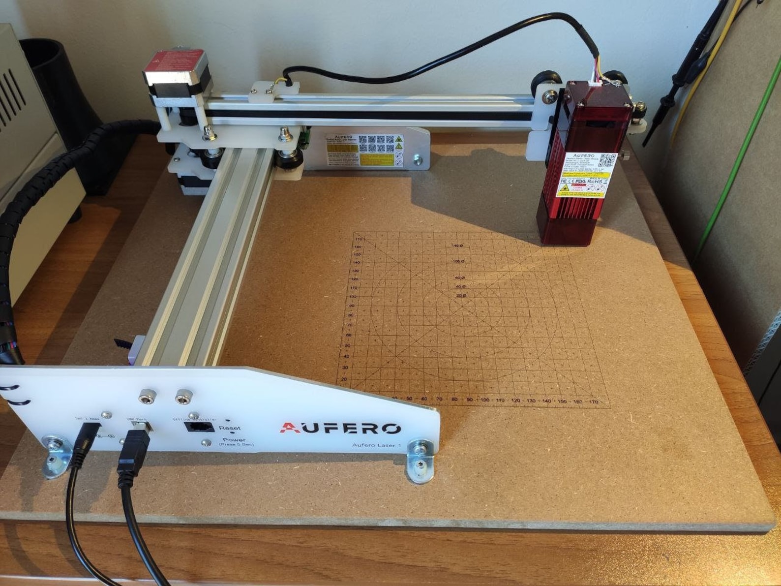 Laser spoil board grid 180X180 mm Aufero laser 1 DXF SVG LightBurn