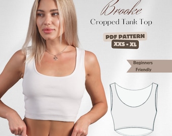 PDF Cropped Tank Top women EU size xxs-xl US 0-10, Instant download, A4, us letter, beginner friendly, sewing pattern woman, pdf sewing top