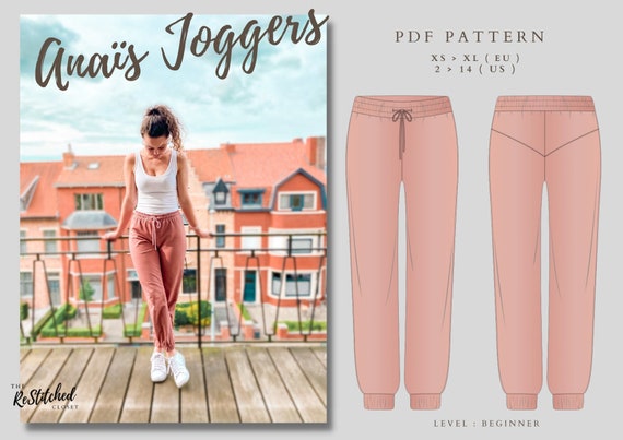 PDF Jogger Pants Sewing Pattern Women EU Size Xs-xl US 2-14