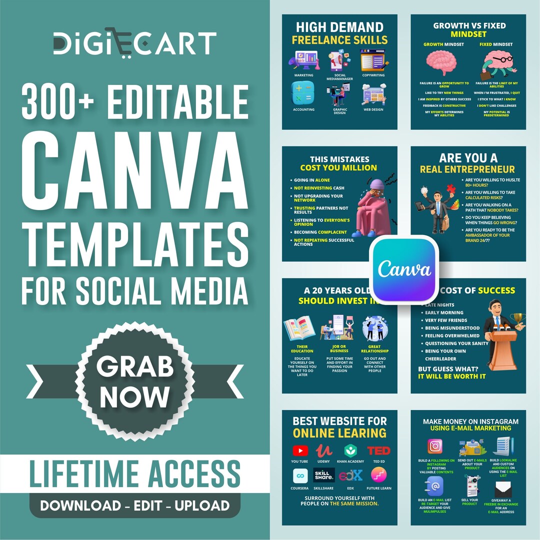 300 Editable Canva Templates for Engaging Designs Engaging Social Media