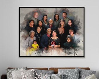 Personalized Family Portraits - Personalized Portrait Art Of Family - Portrait Painting From Photo Deceased - Valentine Printable - Couple