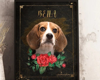 Hundeportrait, Individuelle Hundegeschenke, Haustier-Trauergeschenk, Verlust des Hundeporträts vom Foto, Haustier-Trauergeschenk, Hundeerinnerungsmalerei