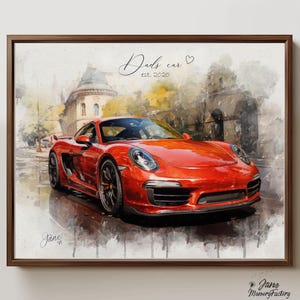 Ritratto di auto personalizzato da foto, grafica automobilistica personalizzata, regalo per la festa del papà per gli amanti delle automobili, veicolo per occasioni memorabili con il papà