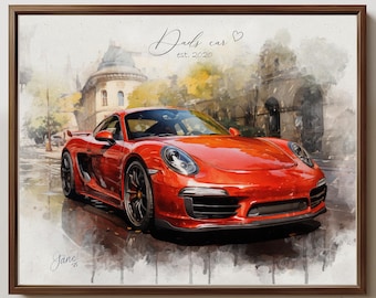 Custom Car Portrait From Photo, Personalized Automotive Artwork, Fathers Day Gift For Automobile Lover, Memorable Dad Occasion Vehicle