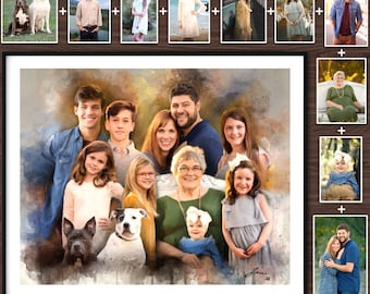 Picture With Deceased Loved One Portrait by JaneMemoryFactory, Merged Portrait, Add Someone To Photo, Personalized Family Portraits Painting