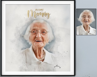 Portrait From Photo Deceased, Loss Of Mother Gift, Memorial Portrait Painting, Remembrance Day Gift, Add Person To Photo, Add Loved One