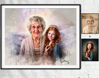 Add Deceased Person To Portrait, Family Painting With Lost Loved One, Lost Family Member Portrait, Remembrance Day Gift, Sympathy Painting