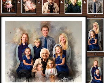 Deceased Portrait, Custom Portrait, Mothers Day Gifts, Combine Photos Into Loved One Portrait, Personalized Family Portraits, Merge Photos