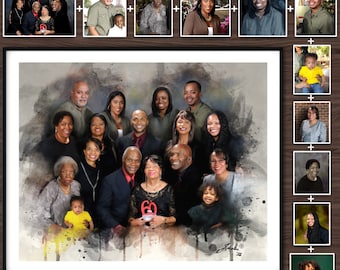 Personalized Family Portraits, Deceased Portrait From Photos, Mothers Day Gifts, Add Loved One To Photo, Combine Photo, JaneMemoryFactory